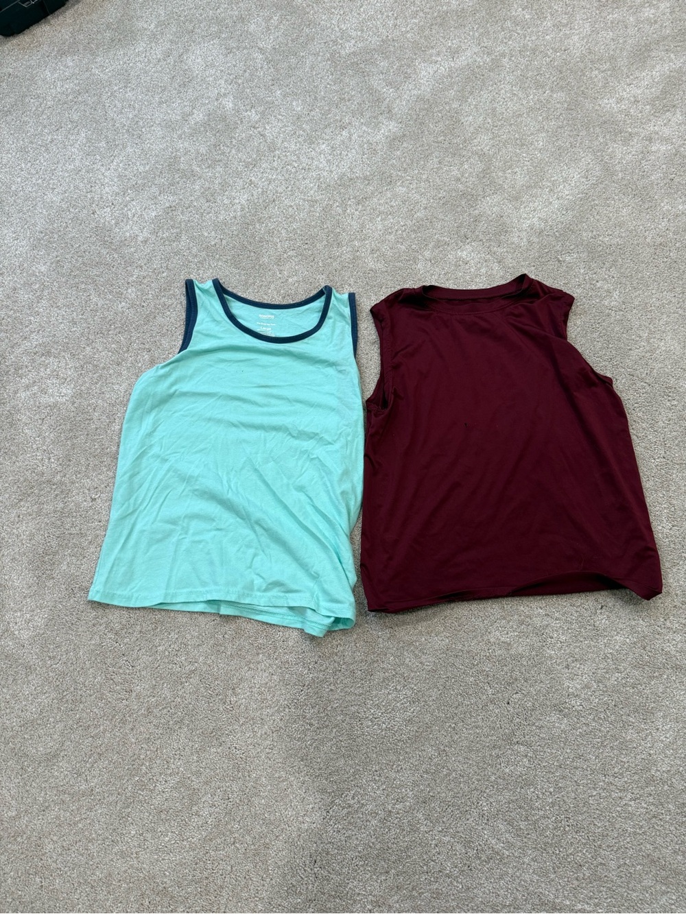 Sonoma Girls' Tank Tops in Mint with Navy Trim and Burgundy